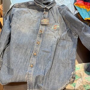 Arizona Jean Company Men's Casual Blue Button Down Shirt